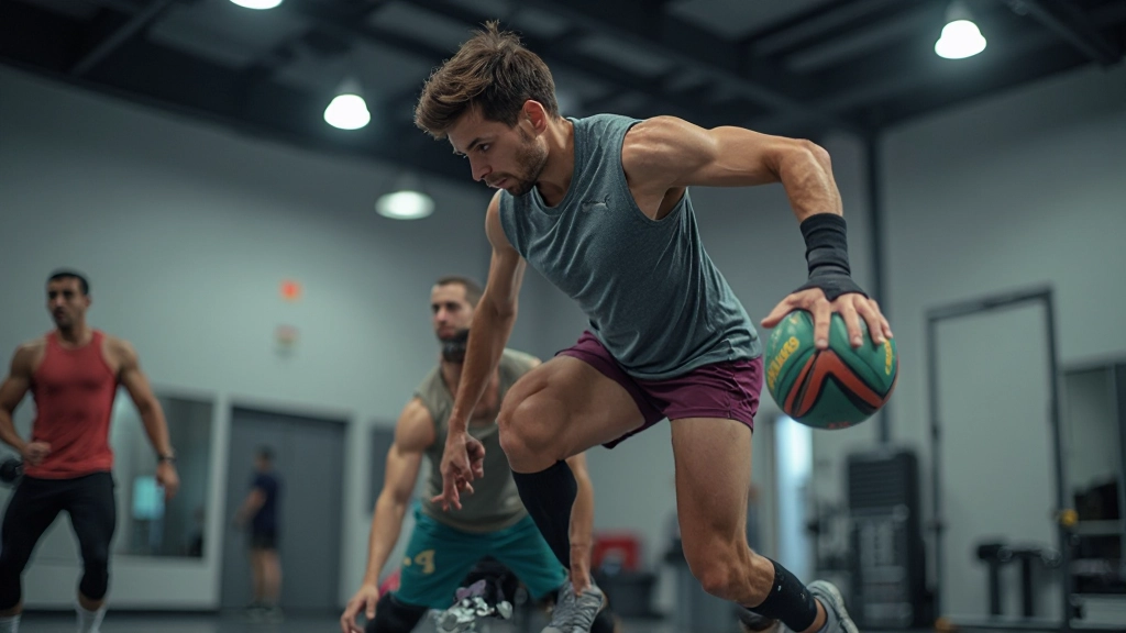 لاعب كرة يد يمارس تمارين الإعداد البدني