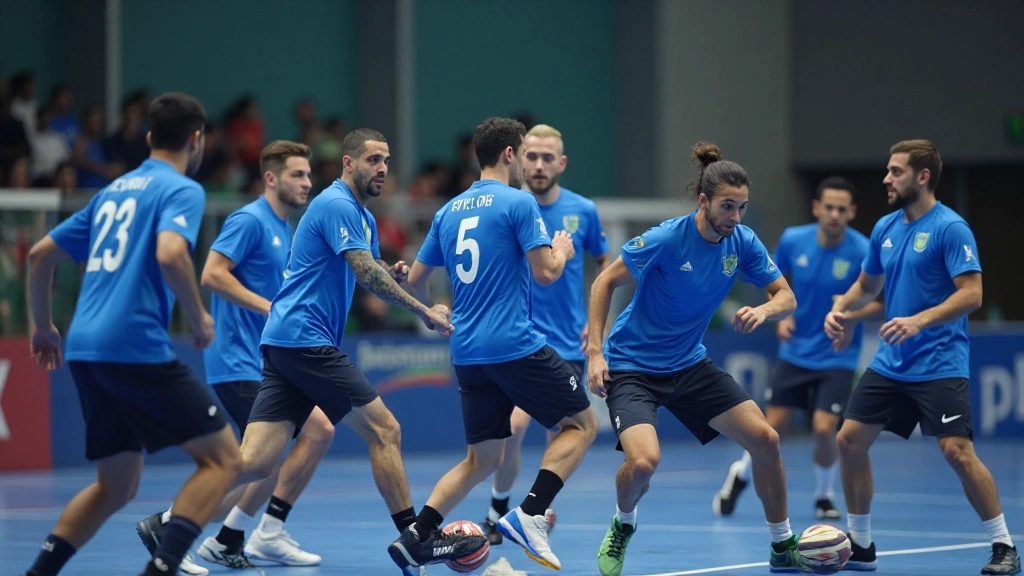 فريق كرة يد يعمل بتنسيق وتعاون في حركة منسقة