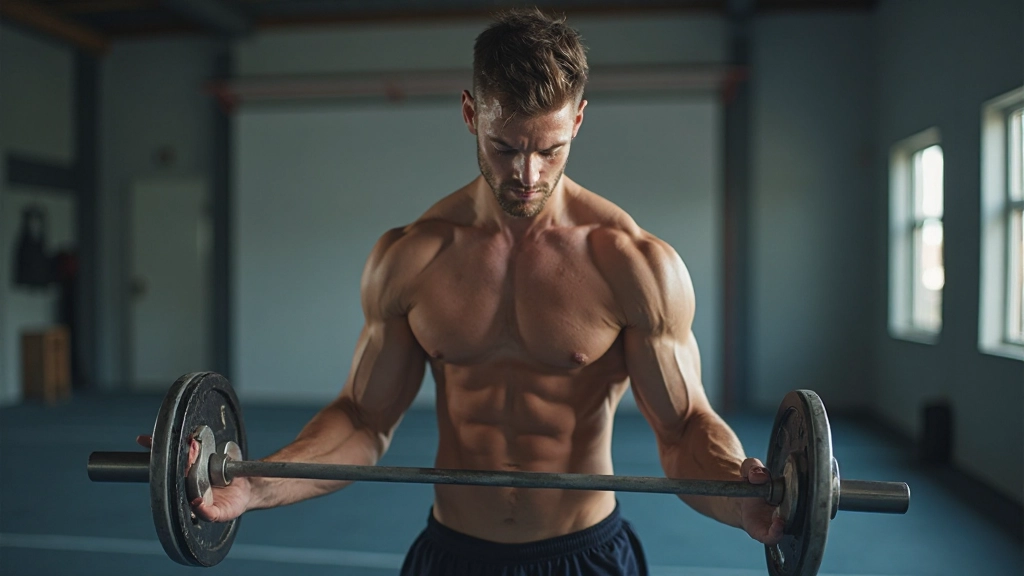 لاعب كرة يد يقوم بتمرين قوة في صالة تدريب حديثة